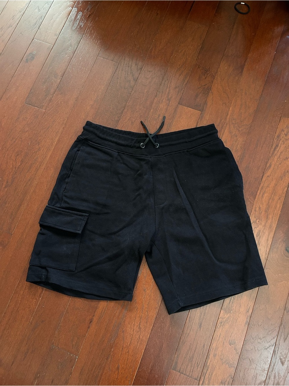 Lefties Black Cargo Sweat Shorts - Men's L (32) - Cotton Blend Fleece-Back Jogge
